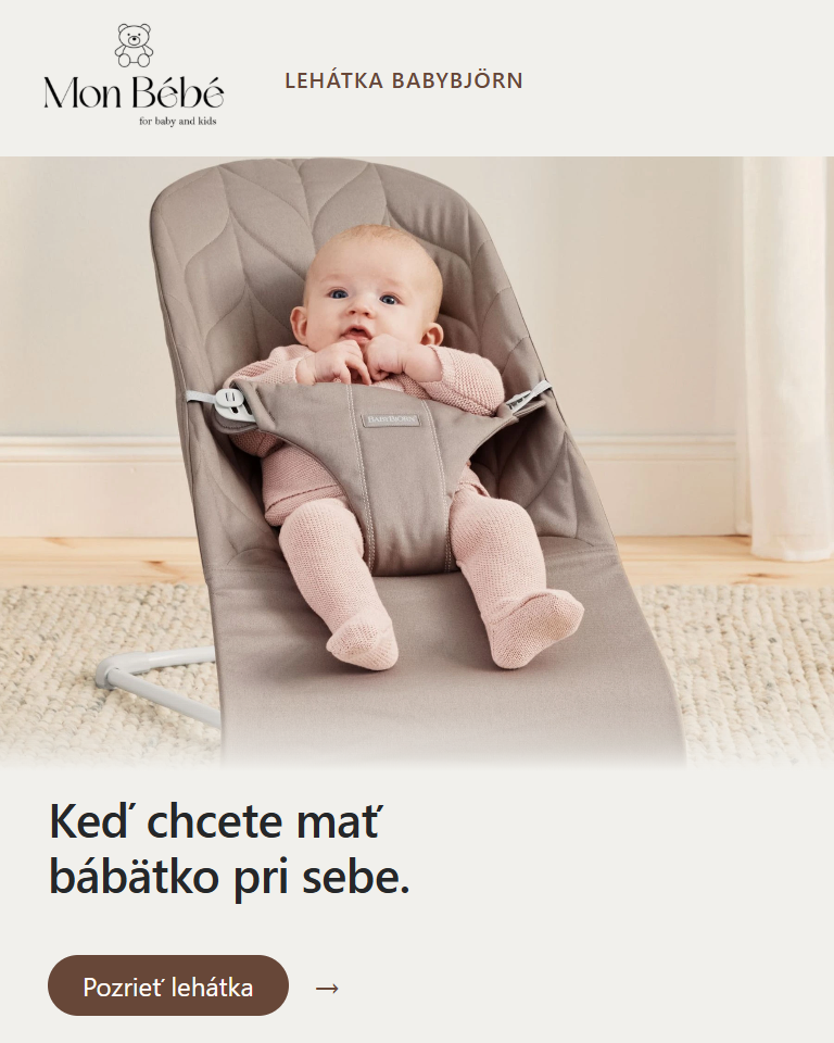 Bábätko v lehátku BabyBjörn. Pozrite si ponuku lehátok v Mon Bébé.