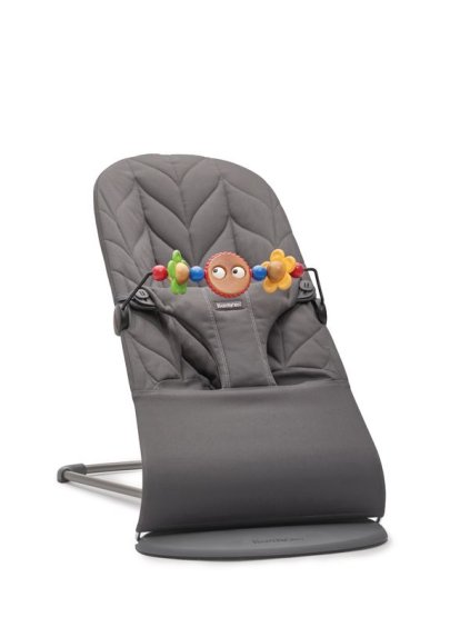 BabyBjörn LEHÁTKO BOUNCER BLISS ANTHRACITE COTTON PETAL + svetlá konštrukcia + hračka Googly Eyes Pastel