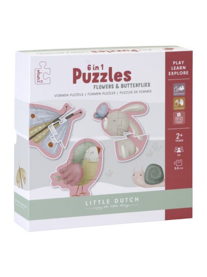 LITTLE DUTCH PUZZLE 6V1 KVETY A MOTÝLE