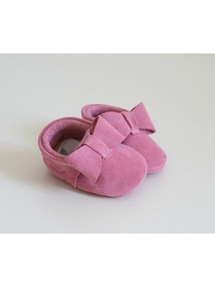Prvé topánočky pre bábätká - moksýny Ružová