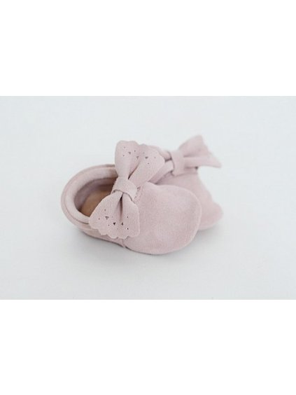 Prvé topánočky pre bábätká - mokasýny Púdrovo ružová