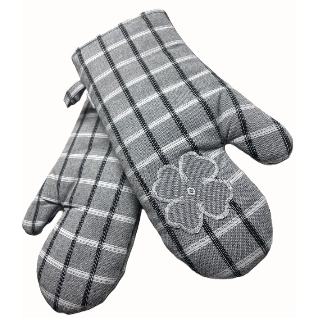 Kuchyňská chňapka dlouhá-šedá, štyřlístek