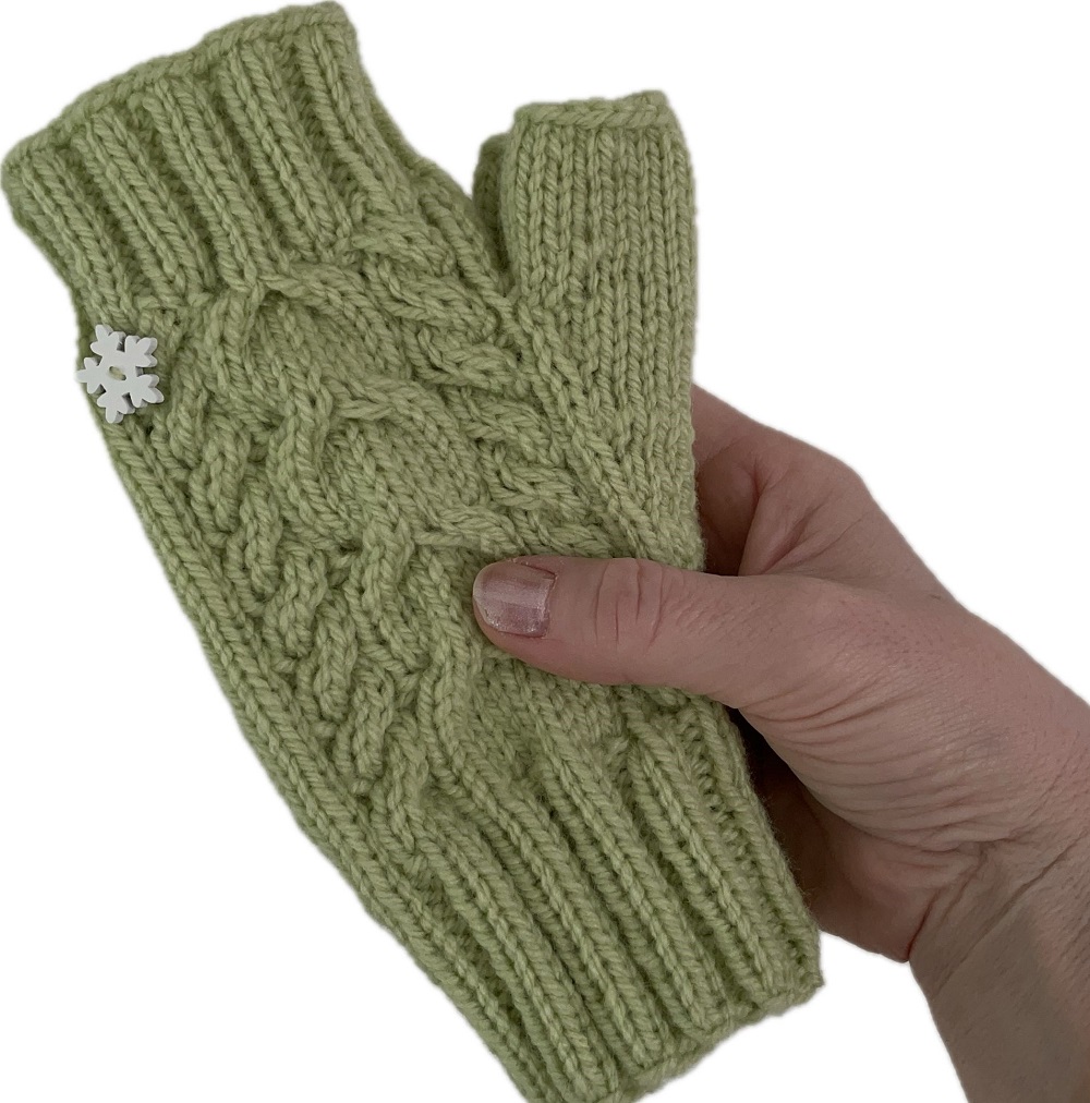Dámské rukavice zelené s vločkou Bezprstové rukavice
