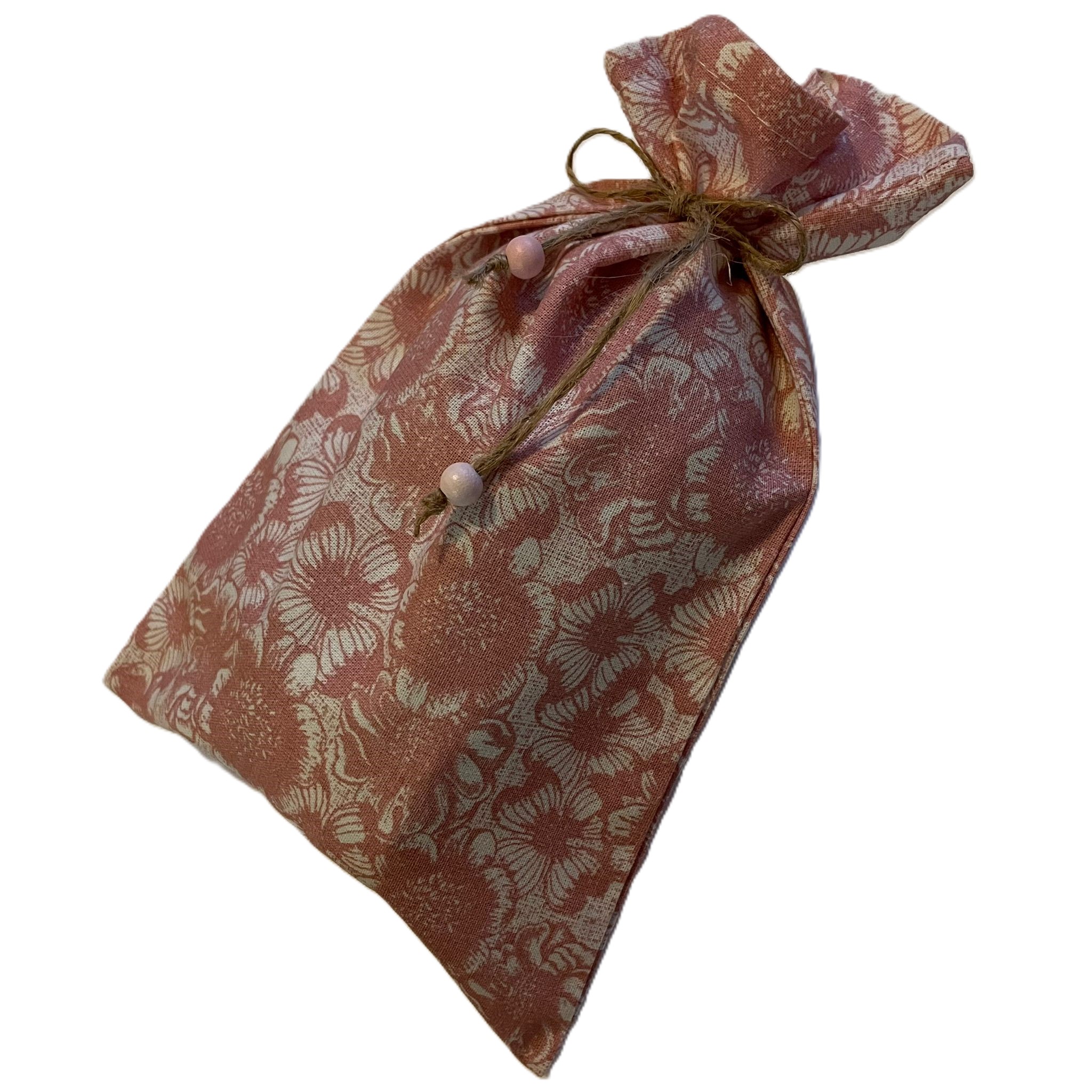 Plátěný pytlík na bylinky: vintage růžová kostka