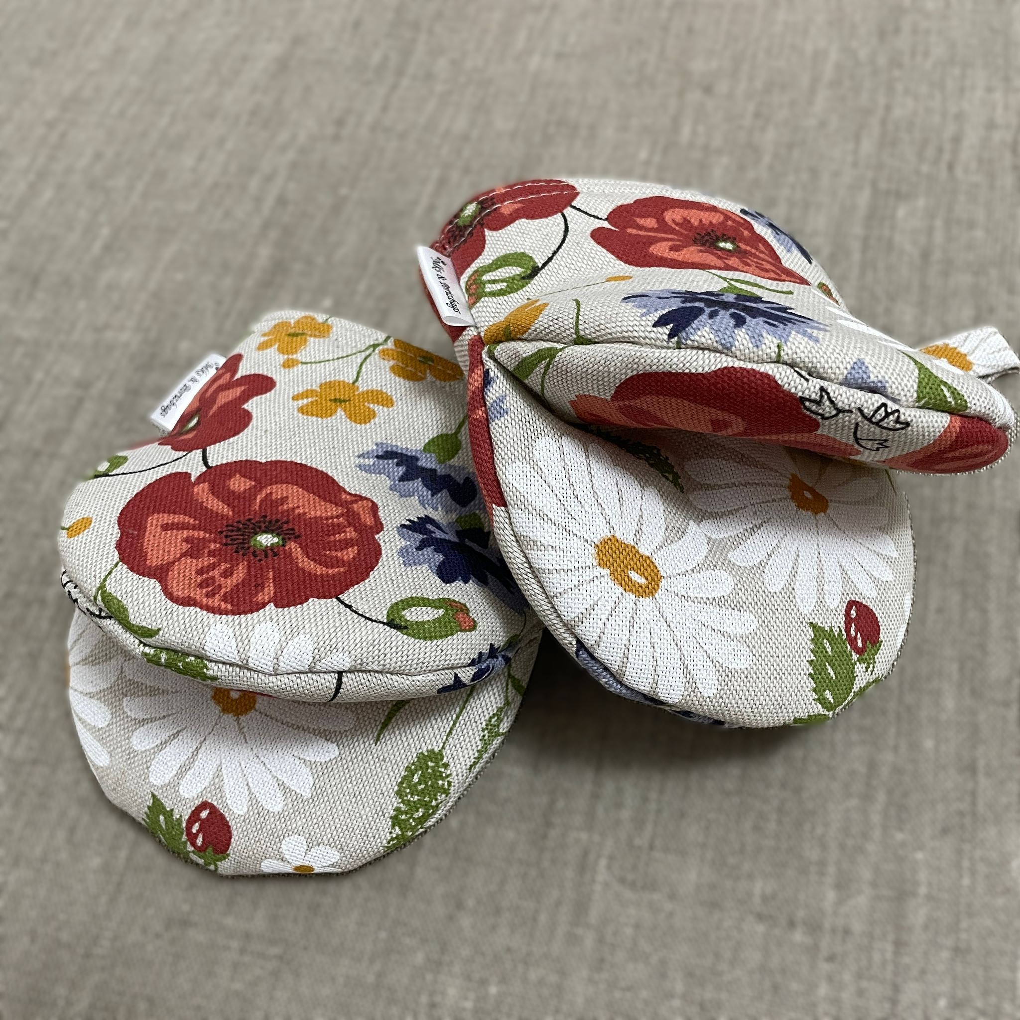 Kuchyňské mini chňapky 1 pár - luční květy vlčí máky