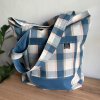 Látková taška – kostkovaná v modré, béžové a růžové