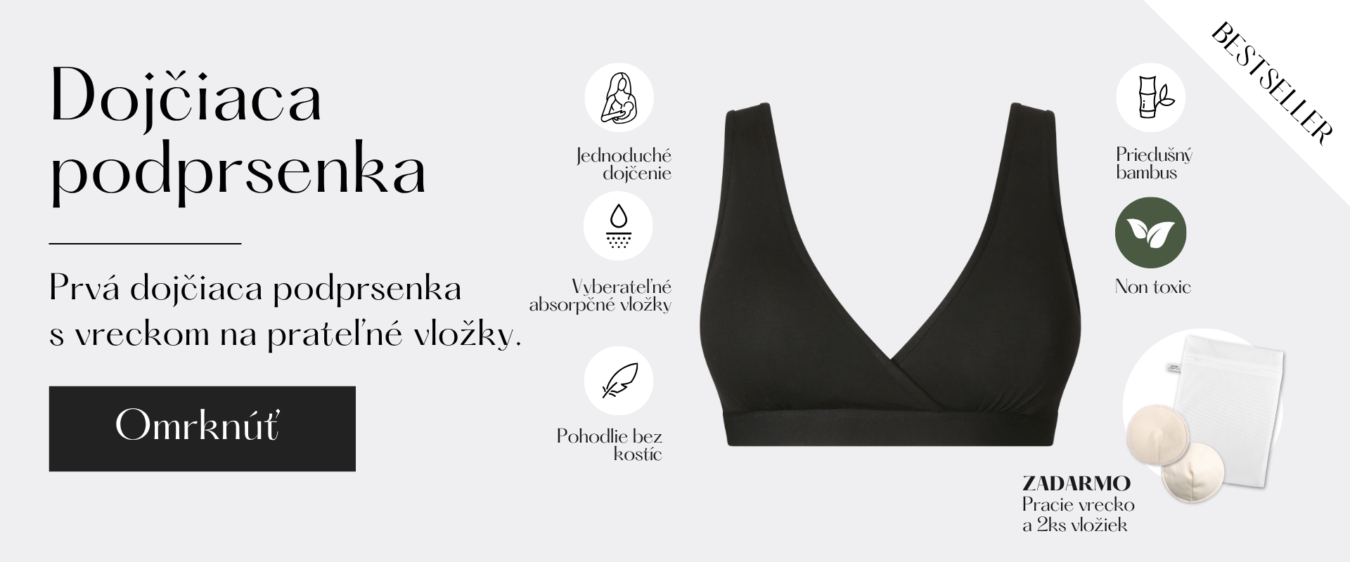 Prvá dojčiaca podprsenka s vreckom na prateľné vložky.