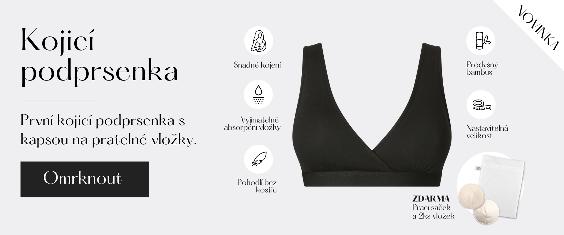 První kojicí podprsenka s kapsou na pratelné vložky.