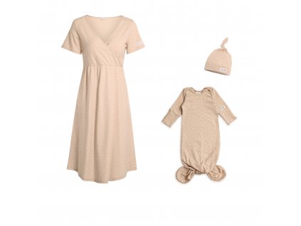 Moniel hospital set baby shirt + body with hat for baby Dots beige