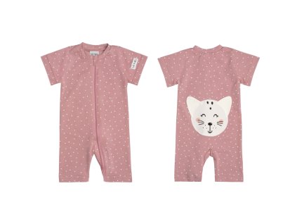 Moniel Baby romper with short sleeves Cat Dots pink
