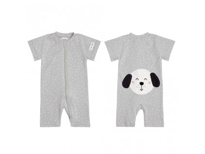 Moniel Short-sleeved baby romper Dog Dots grey