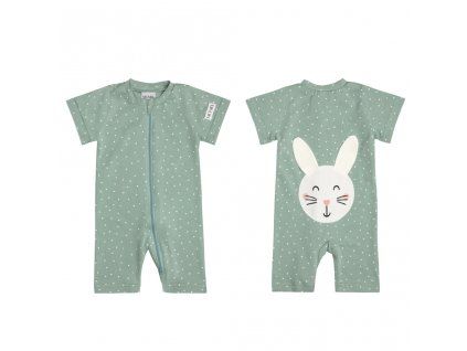 Moniel Baby-Overall mit kurzem Arm Hase Dots mint
