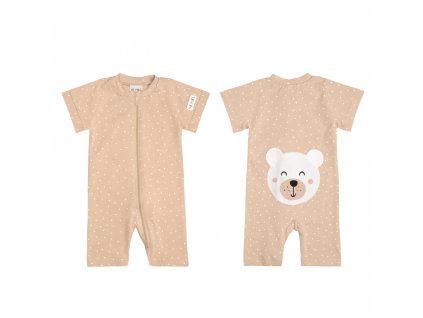 Moniel Baby-Overall mit kurzem Arm Bär Dots beige