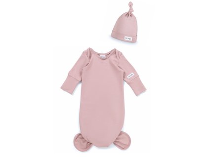 Moniel body + čepička souprava do porodnice pro novorozence Pastel růžová