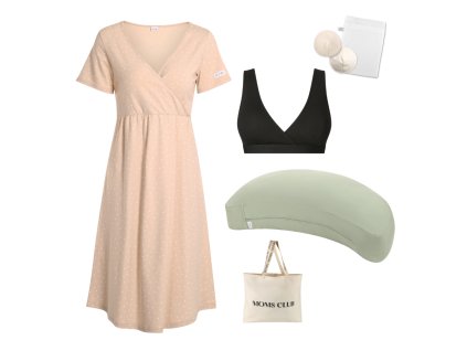 Sada pro pohodlné začátky kojení Dots béžová & Olive