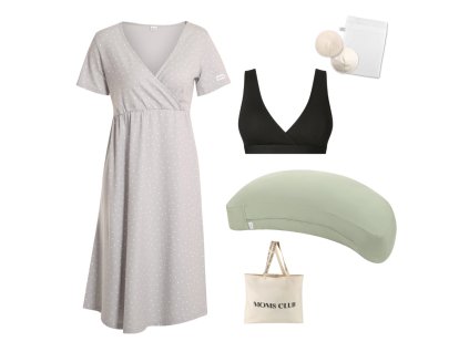 Sada pro pohodlné začátky kojení Dots šedá & Olive