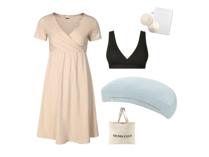 Pastel béžová + black + polštář mint