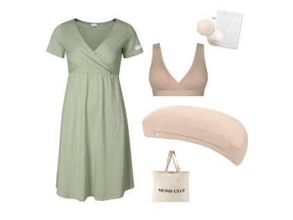 Sada pro pohodlné začátky kojení Olive & Pastel béžová s podprsenkou Nuuma nude