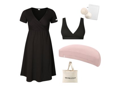 Sada pro pohodlné začátky kojení All black & Pastel růžová