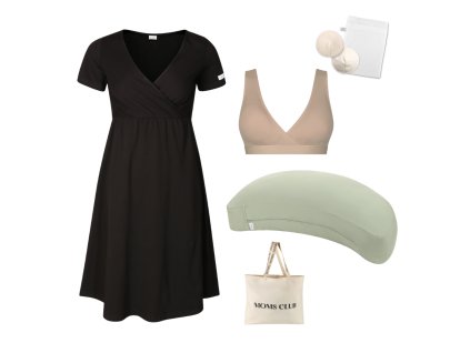 Sada pro pohodlné začátky kojení All black & Olive s podprsenkou Nuuma Nude