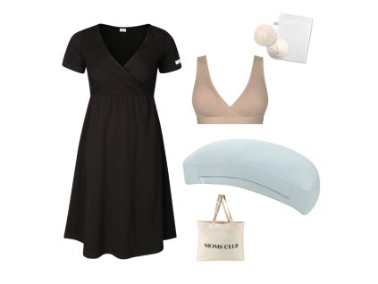 Sada pro pohodlné začátky kojení All black & Pastel mintová s podprsenkou Nuuma Nude