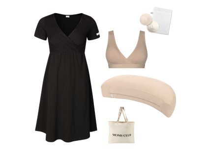Sada pro pohodlné začátky kojení All black & Pastel béžová s podprsenkou Nuuma Nude