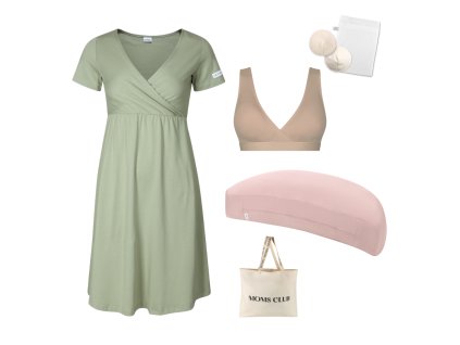 Sada pro pohodlné začátky kojení Olive & Pastel růžová s podprsenkou Nuuma nude