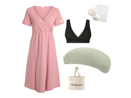 Dots růžová + black + polštář olive