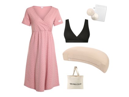 Dots růžová + black + polštář béžový