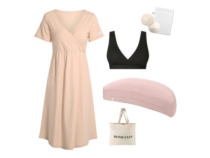 Sada pro pohodlné začátky kojení Dots béžová & Pastel růžová