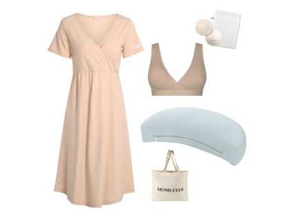 Sada pro pohodlné začátky kojení Dots béžová & Pastel mintová s podprsenkou nuuma nude