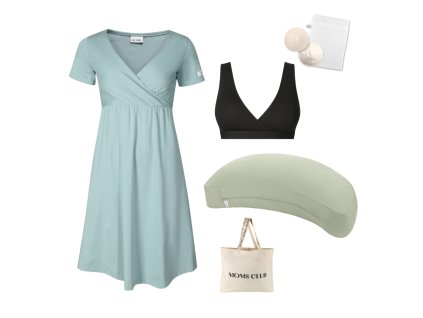 Pastel mintová + black + polštář olive