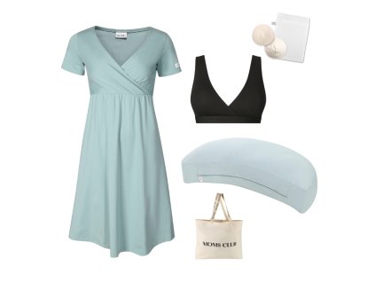 Pastel mintová + black + polštář mint