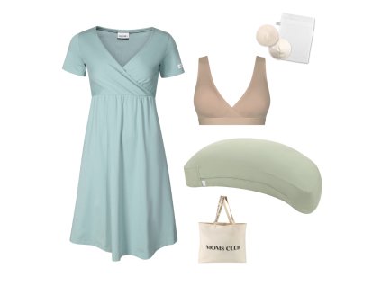 Pastel mintová + nude + polštář olive