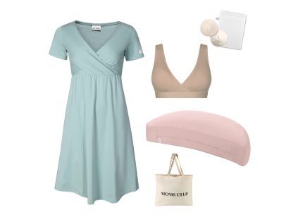 Pastel mintová + nude + polštář růžový