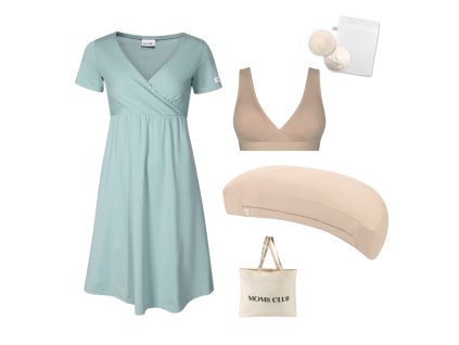 Pastel mintová + nude + polštář béžový