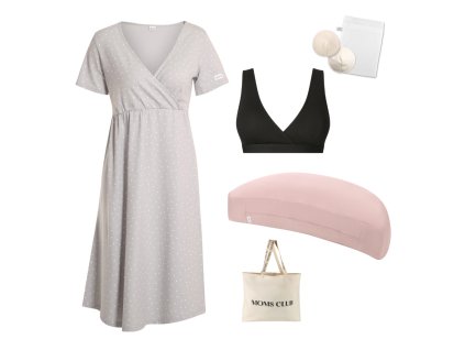 Sada pro pohodlné začátky kojení Dots šedá & Pastel růžový