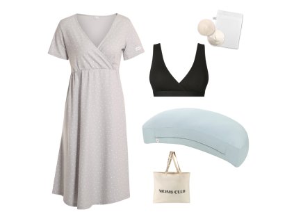 Dots šedá + black + polštář mint