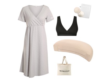 Sada pro pohodlné začátky kojení Dots šedá & Pastel béžová