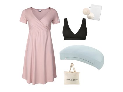 Pastel růžová + black + polštář mint