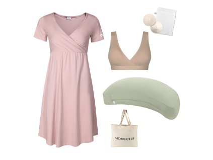 Pastel růžová + nude + polštář olive