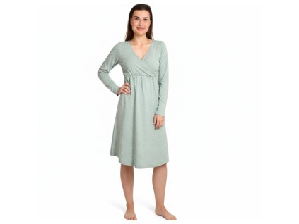 Moniel košilka:šaty kojící Dots mintová s dlouhým rukávem2