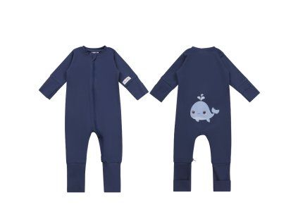 Moniel Dětský rostoucí overal Velryba Navy Blue