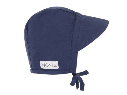 Moniel Dětská rostoucí zavazovací čepice s kšiltem Navy Blue modrá