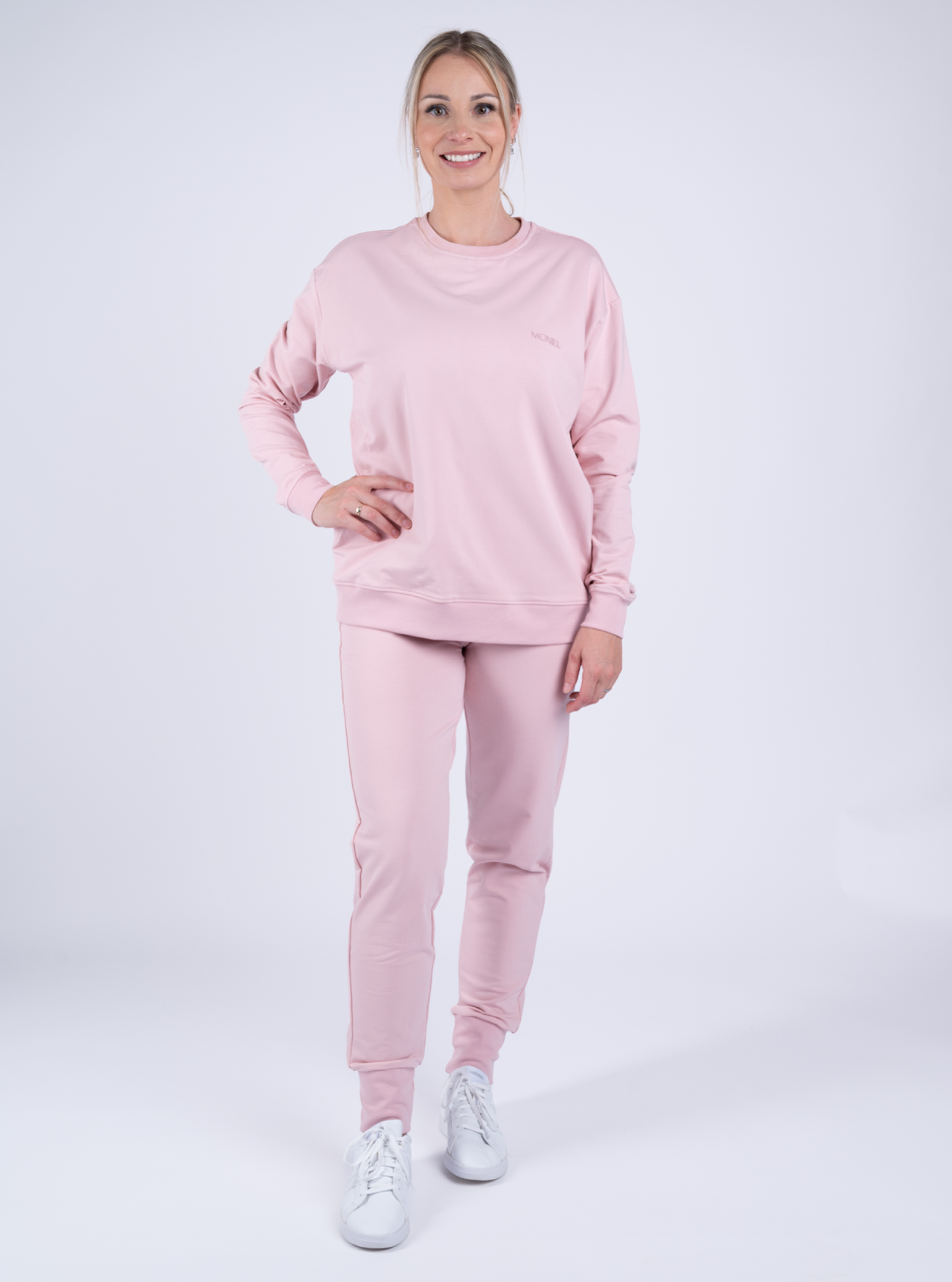 + dárek zdarma | Moniel kojící tepláková souprava s krátkou mikinou Basic Powder Pink