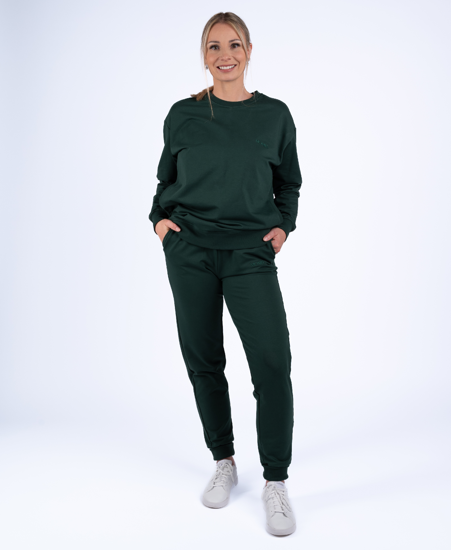+ dárek zdarma | Moniel kojící tepláková souprava s krátkou mikinou vel.L a S Basic Dark Green