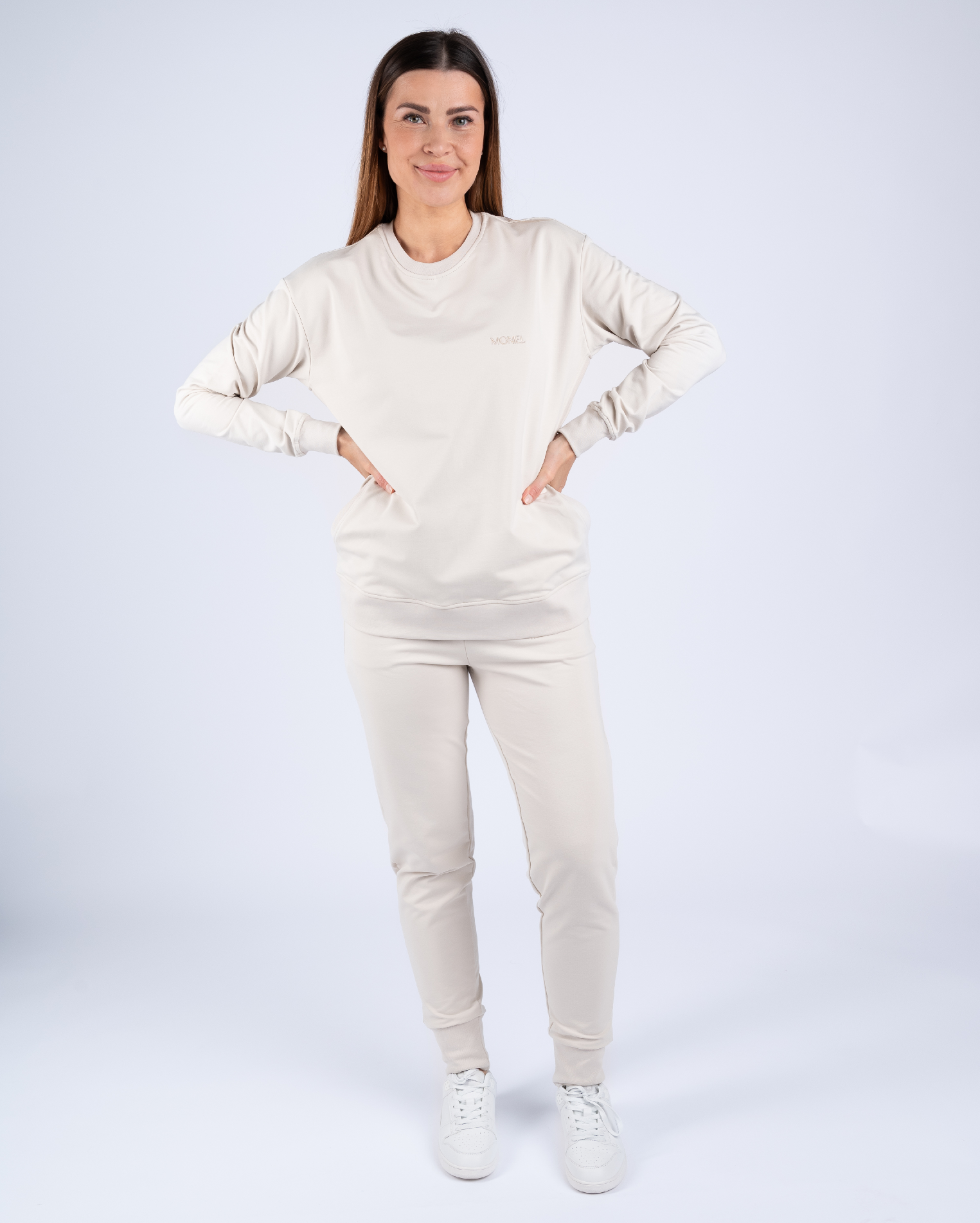 + dárek zdarma | Moniel kojící tepláková souprava s krátkou mikinou vel.XXL a L Basic Light Beige