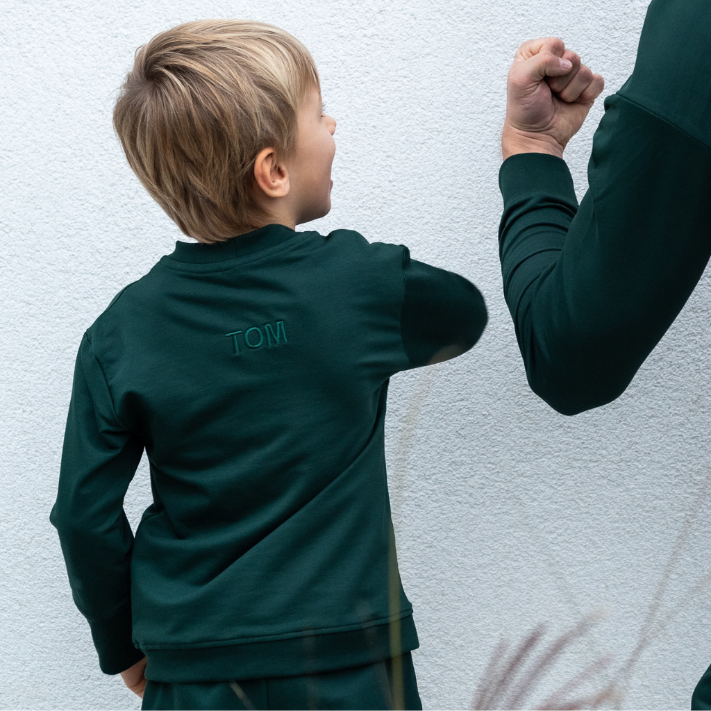 Moniel Dětská rostoucí mikina s vlastním nápisem Basic Dark Green Velikost: 62/68 cm