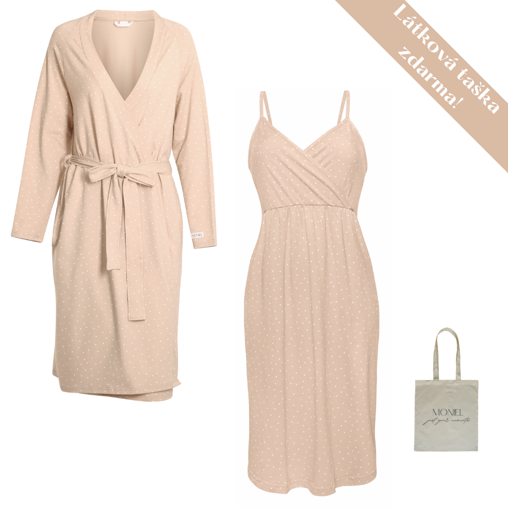 + dárek zdarma | Moniel letní souprava pro maminky do porodnice Dots béžová
