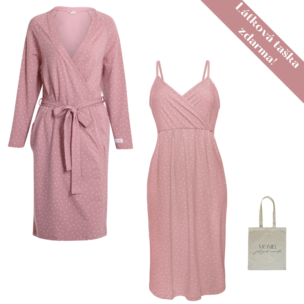 + dárek zdarma | Moniel letní souprava pro maminky do porodnice Dots růžová